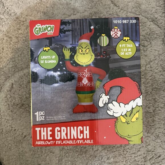 Gemmy Grinch In Christmas Sweater 4 ft. LED Airblown Inflatable New In Box‎ - Picture 16 of 16